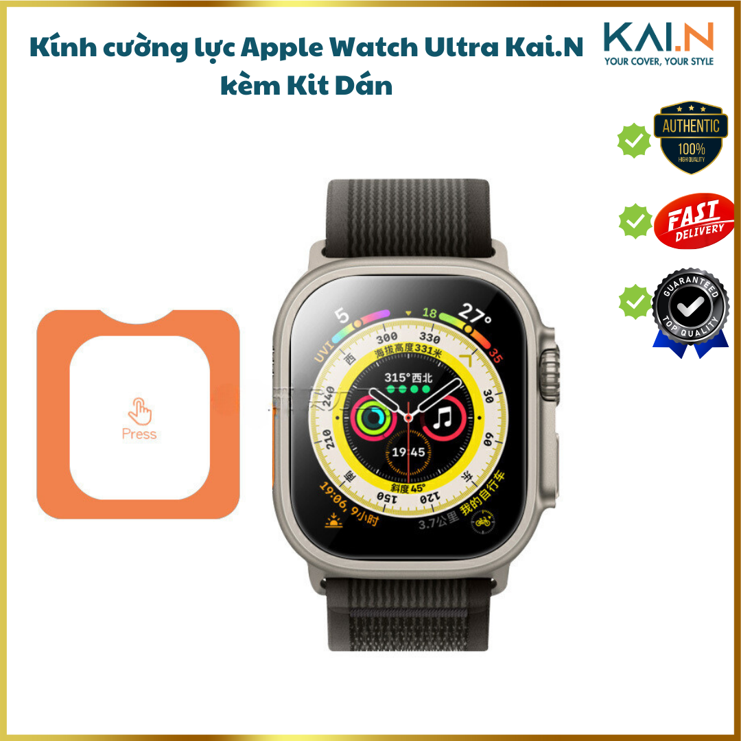 Miếng Cường Lực Dán Màn Hình Dành Cho Apple Watch Ultra 2/ Ultra 49mm Kai.N HD_ Hàng chính hãng