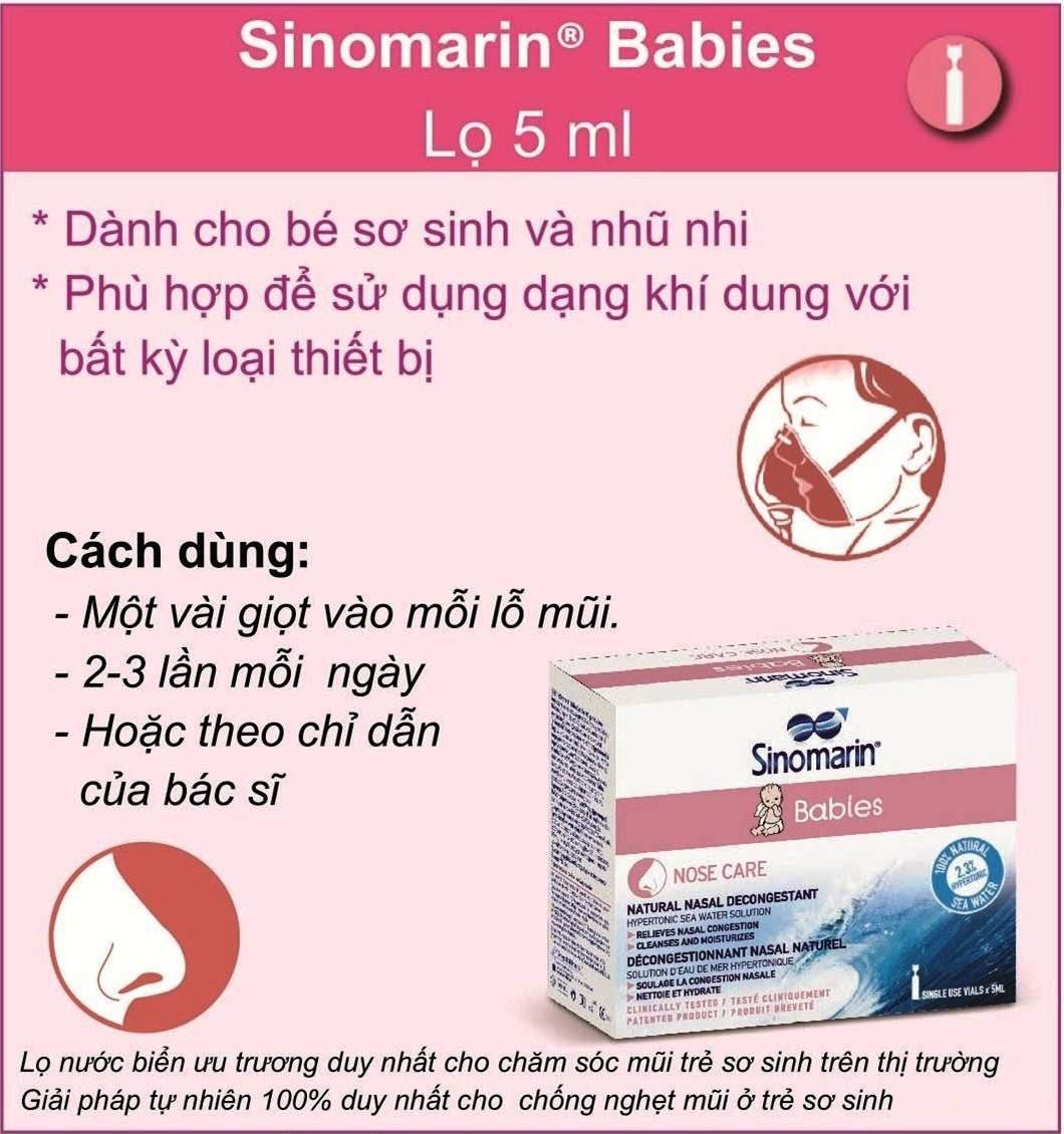 Dung dịch chống nghẹt mũi cho trẻ sơ sinh Sinomarin 5ml