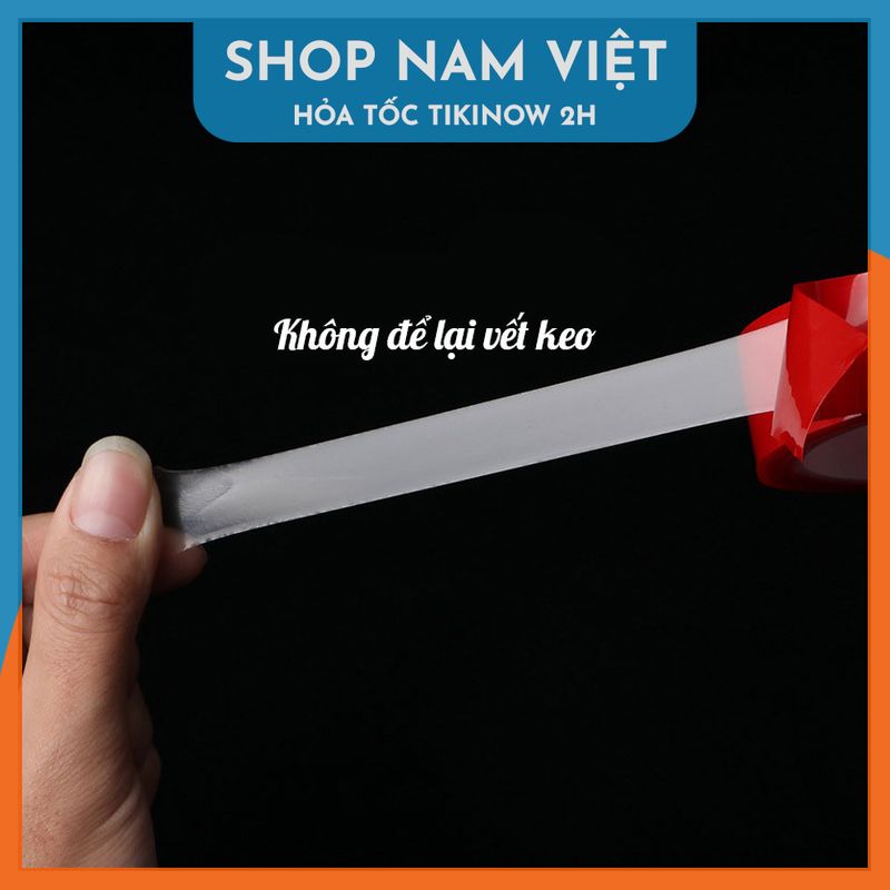 Băng Keo 2 Mặt Nano Đỏ Cường Lực Trong Suốt Siêu Dính, Chịu Nhiệt, Chống Nước