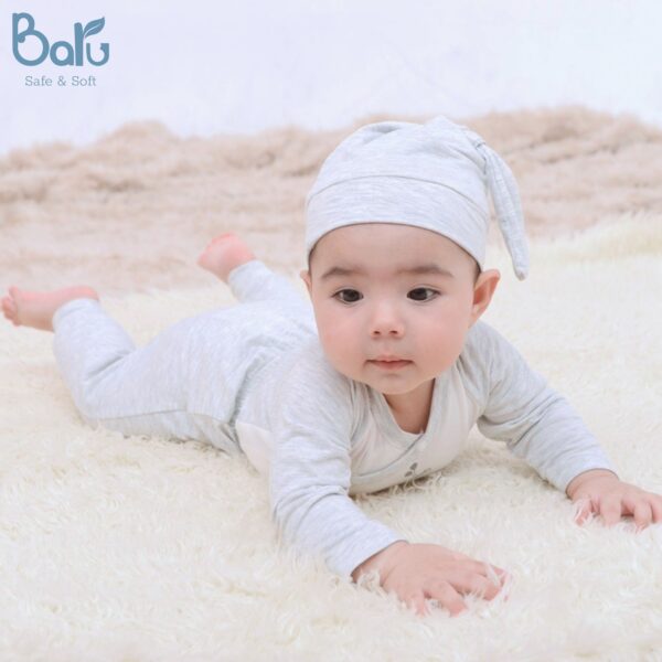 Bộ dài tay cài giữa  BARU cho bé chất liệu cotton mềm mại thu đông cho sơ sinh, quần áo trẻ em ( 0- 6M )