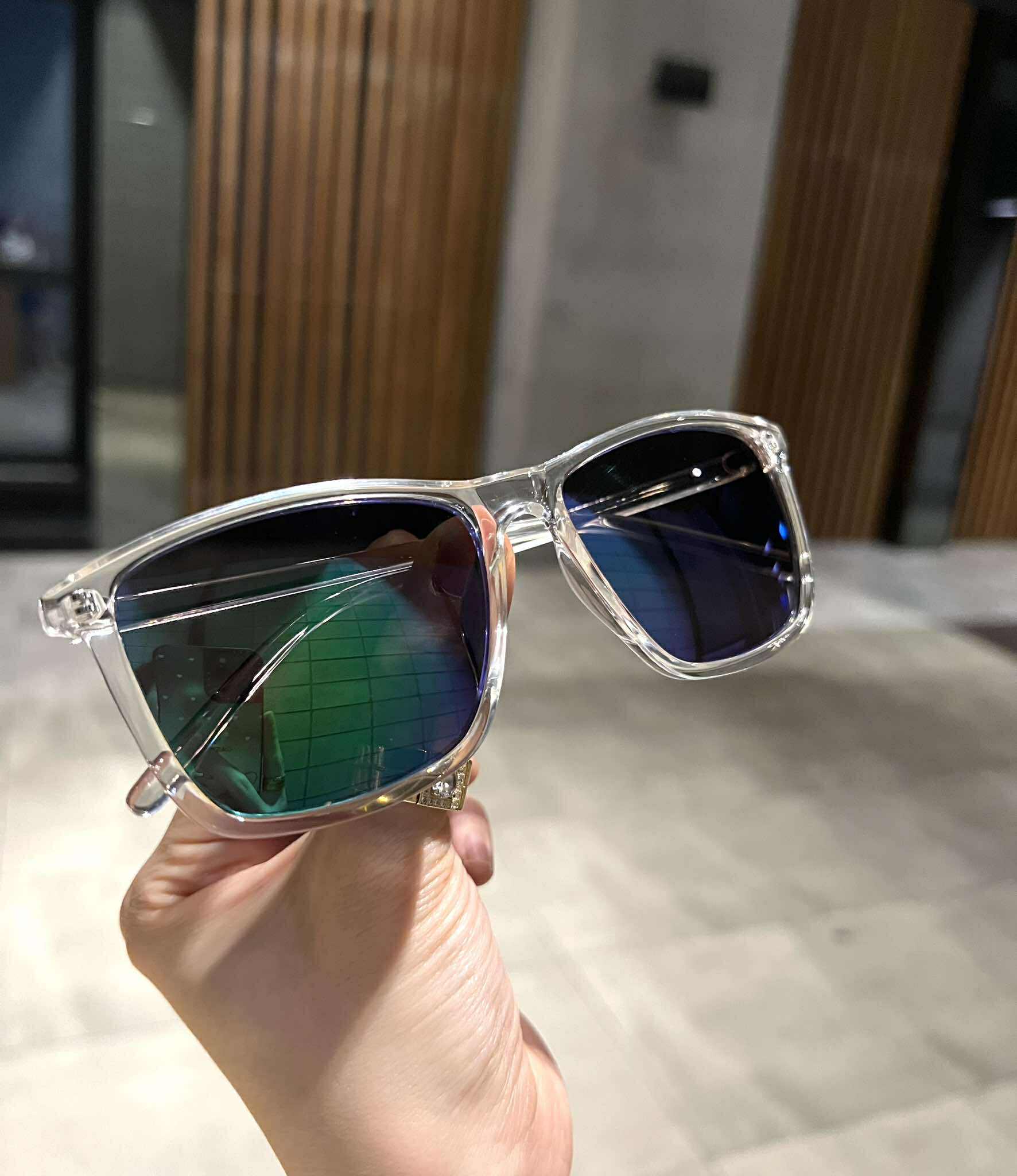 Kính mát, Kính râm unisex Mắt vuông mắt gương xanh sành điệu