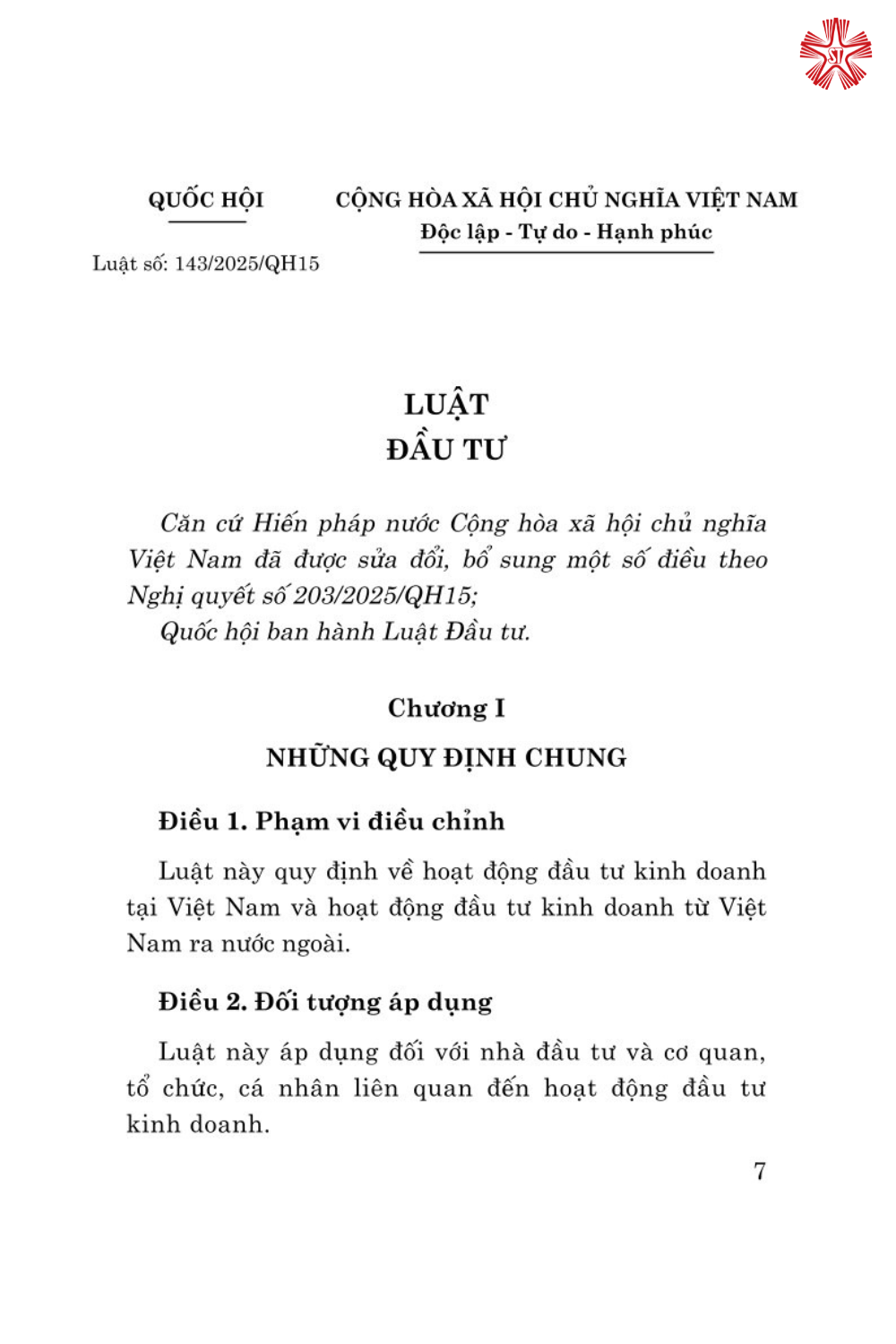 Luật Đầu tư năm 2025