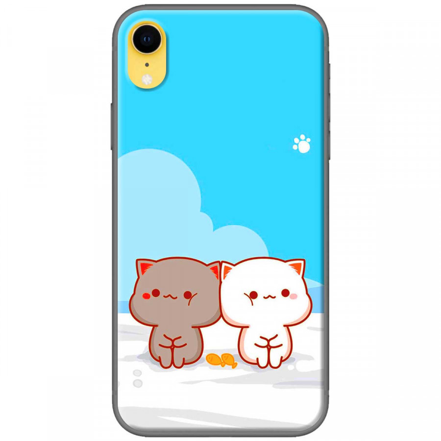 Ốp lưng dành cho iPhone XR Mèo mập nền xanh