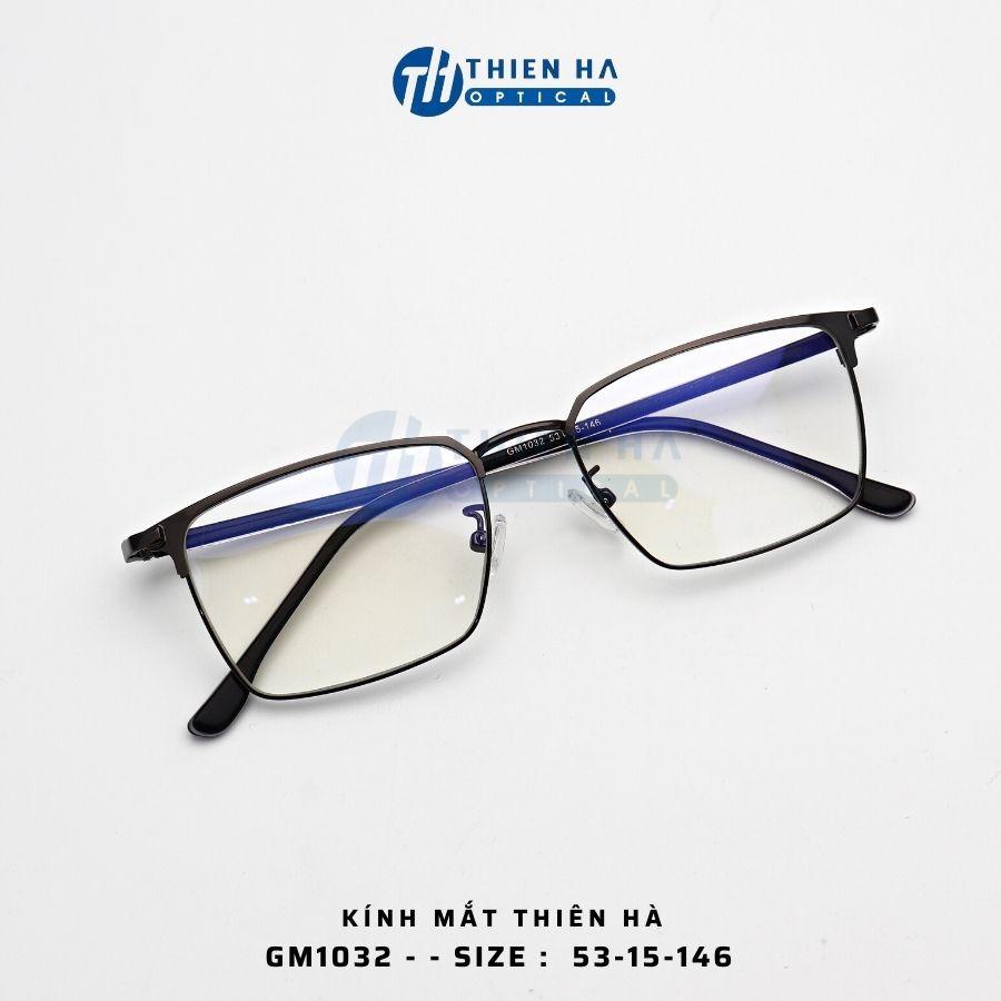 Gọng kính vuông kim loại nam nữ Thiên Hà Optical chất liệu chống gỉ, chắc chắn, nhẹ unisex nhiều màu cơ bản GM1032