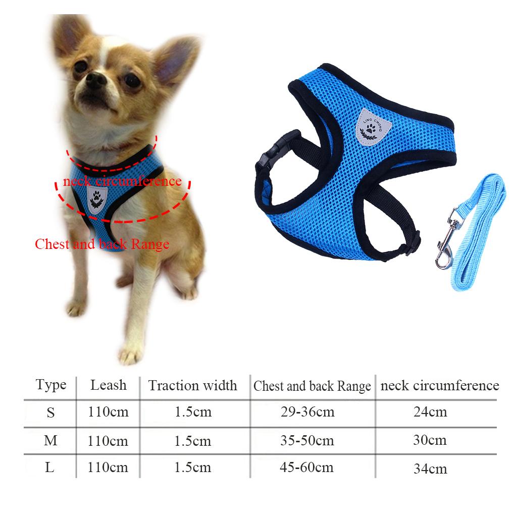 Adjustable Dog Leash Set Puppy Harness Vest Traction Rope Breathable
