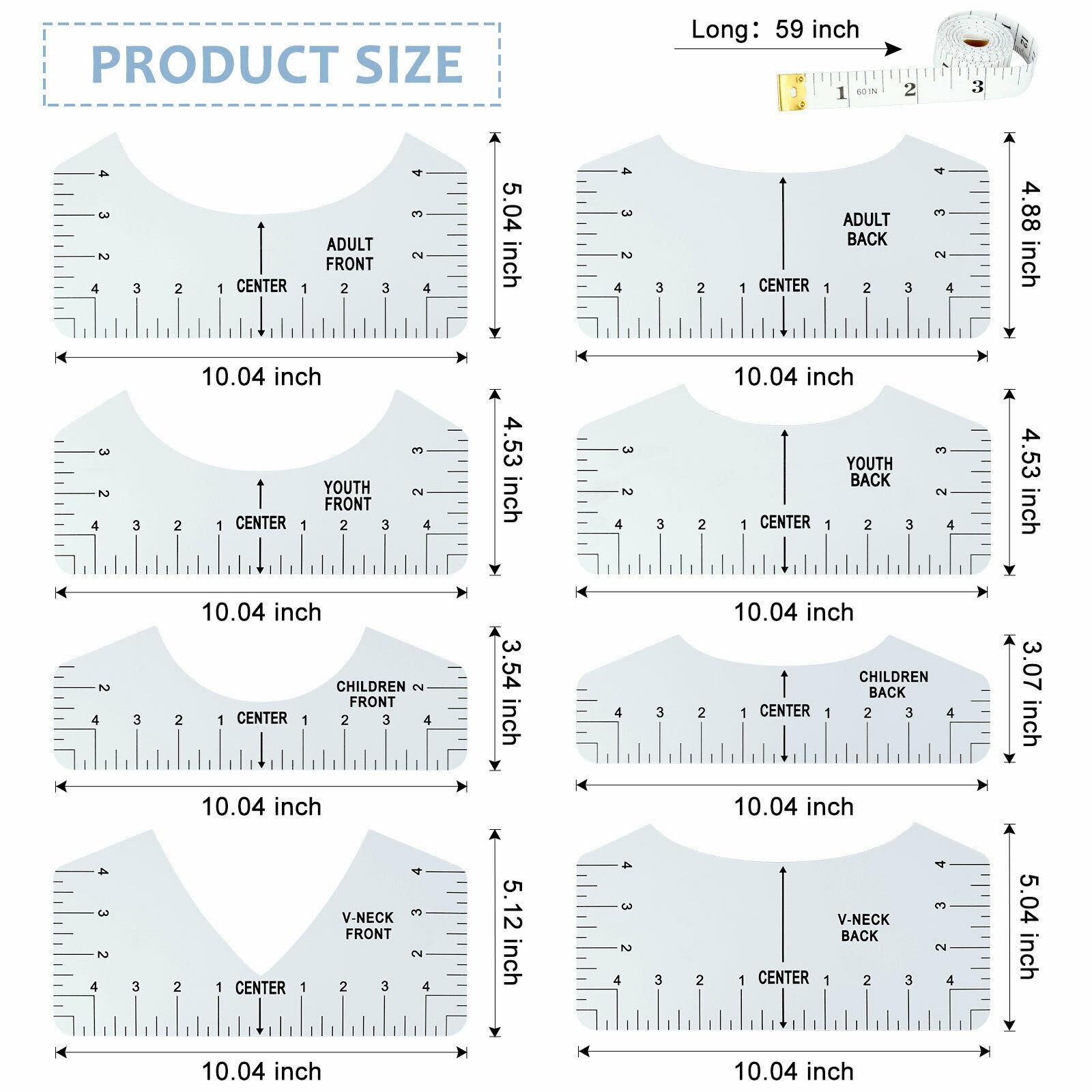 Bộ 9 cái thước căn chỉnh may đồ làm bằng nhựa PVC chất lượng cao bền và chắc chắn