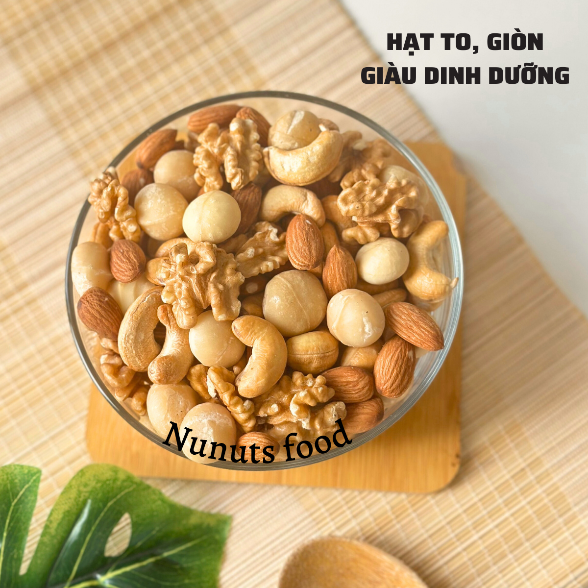 Mix hạt dinh dưỡng cho bà bầu gồm 4 loại tách vỏ sấy giòn, nướng mật ong, làm sữa.