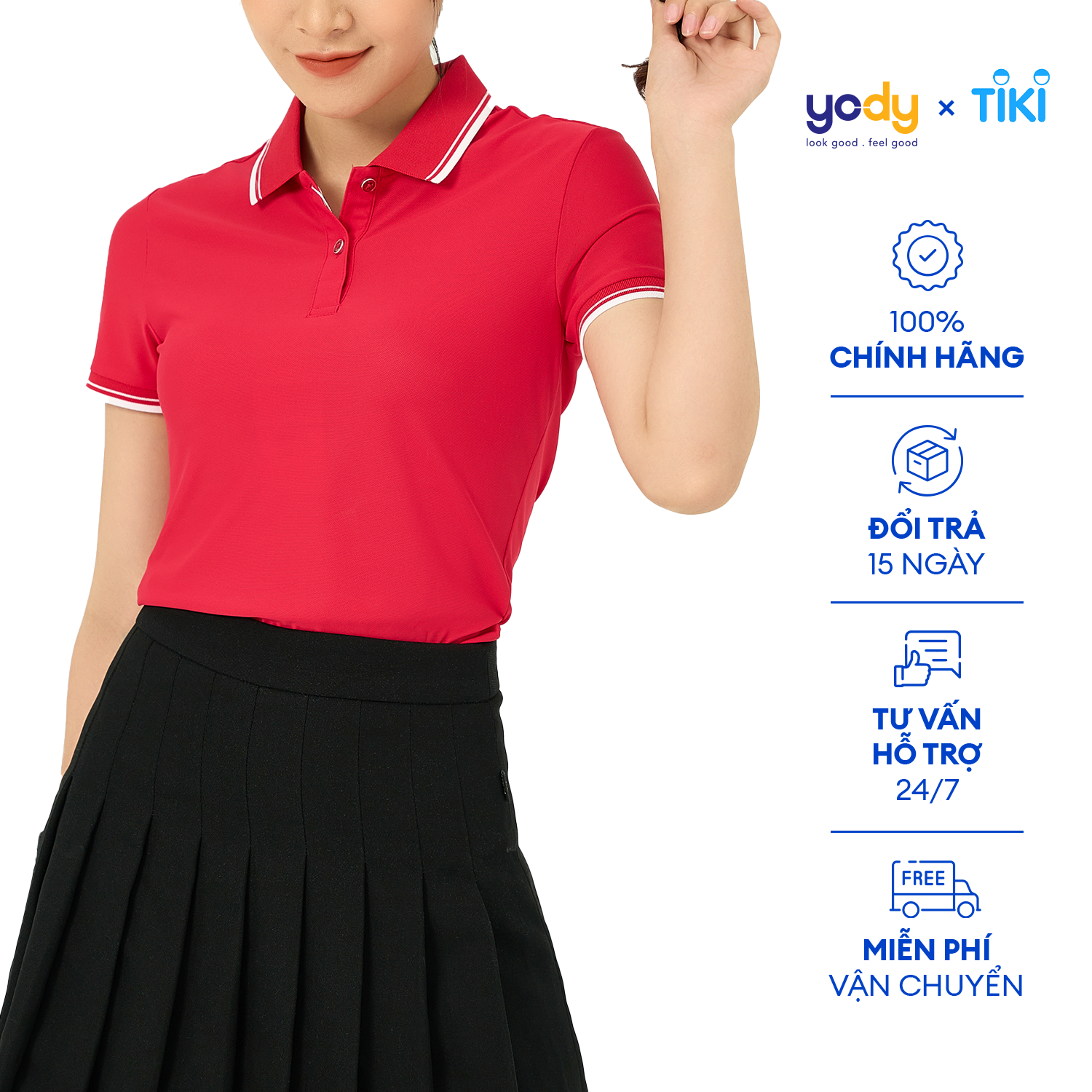 Áo thun polo nữ YODY chất liệu airycool thoáng mát phối bo viền cổ APN5380