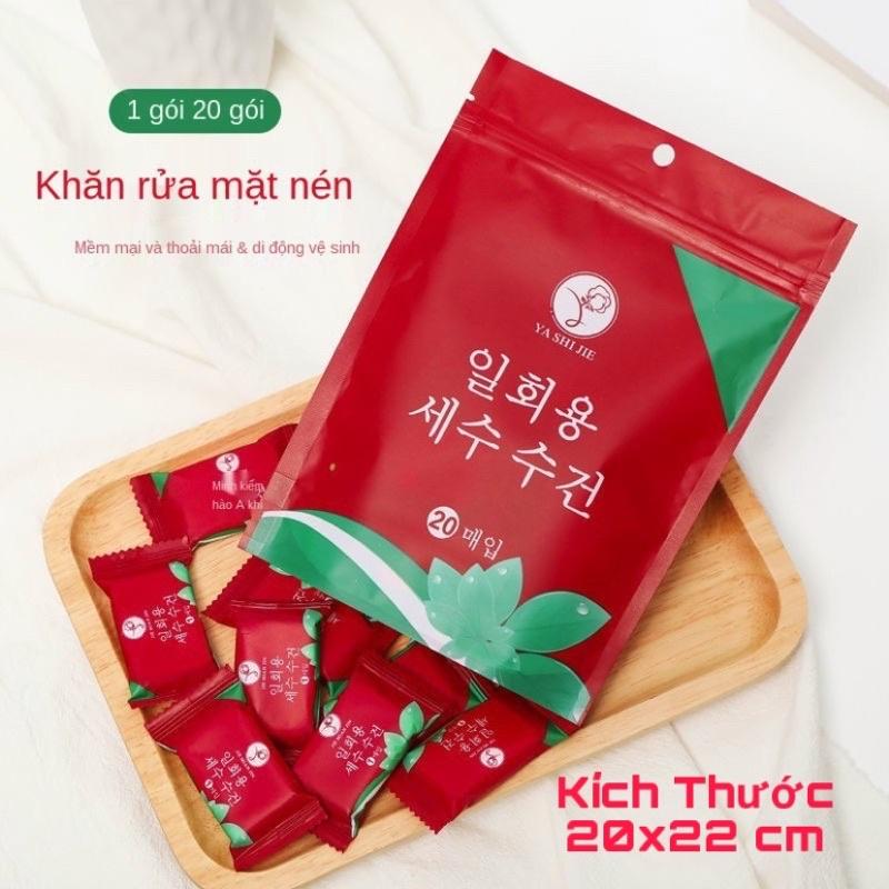 Khăn Nén Rửa Mặt Korea Khăn Nén du Lịch Dạng viên Kẹo Khăn Nén Ướt