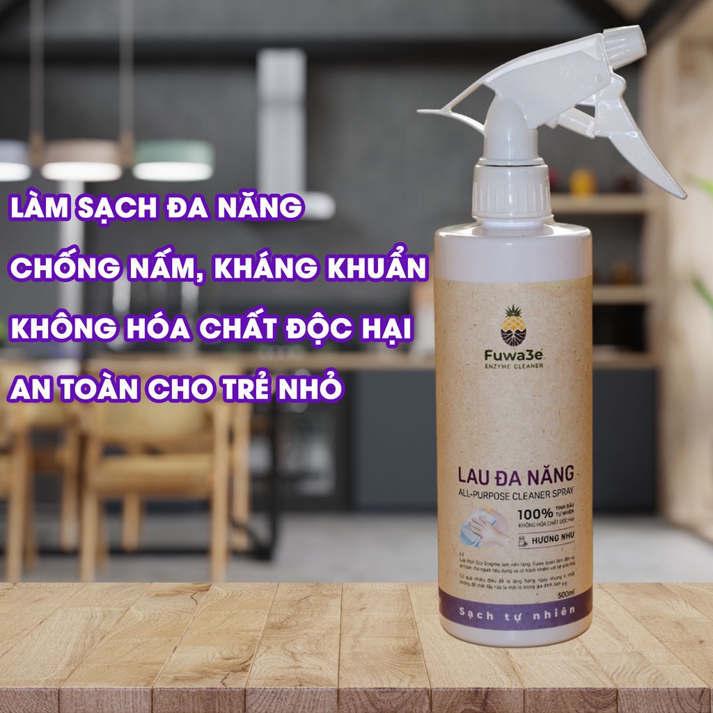 Bình xịt tẩy lau đa năng Fuwa3e hương nhu 500ml lau kính lau bếp và nhiều bề mặt