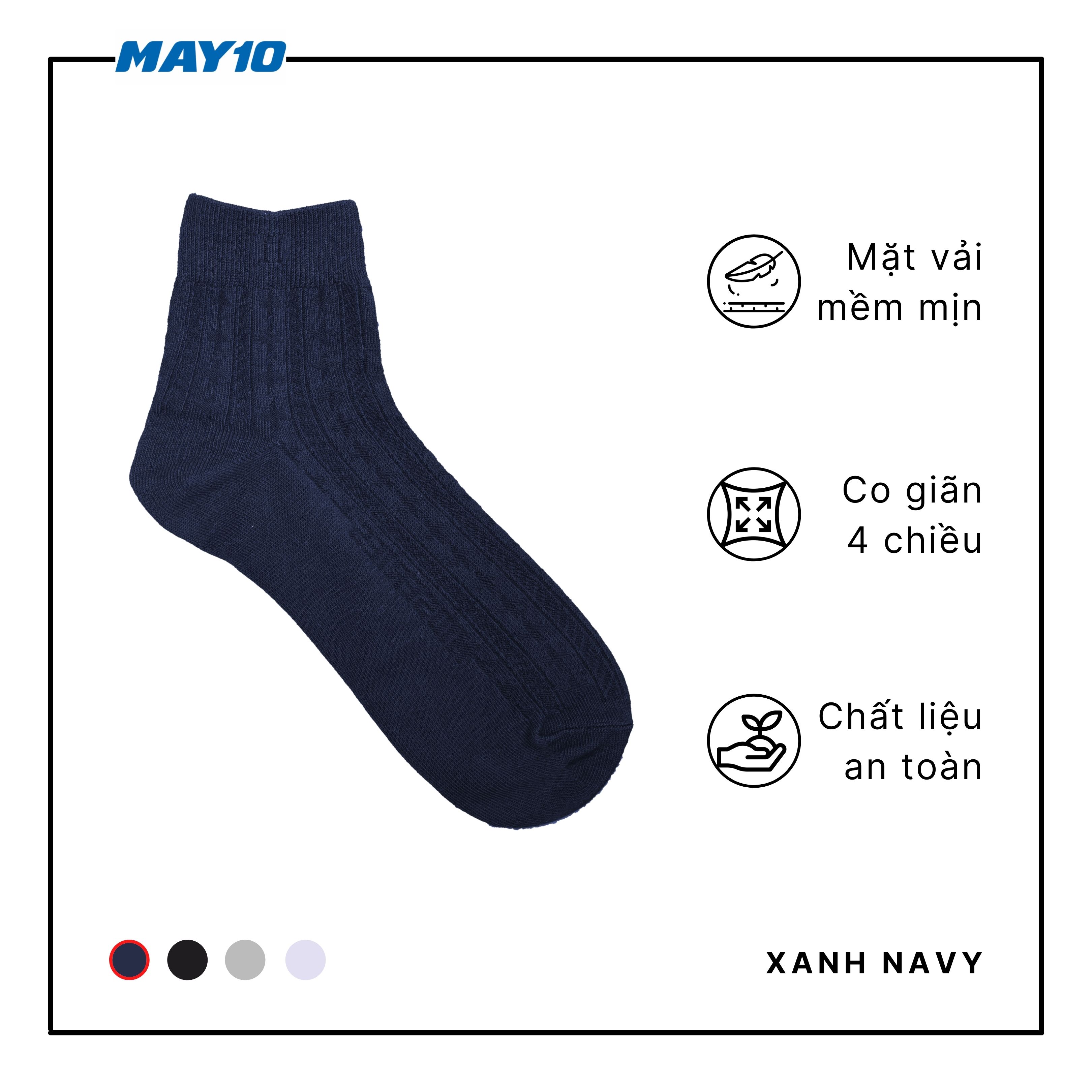 Combo 2 quần sịp nam dáng trunk - 1 đôi tất cổ trung May 10