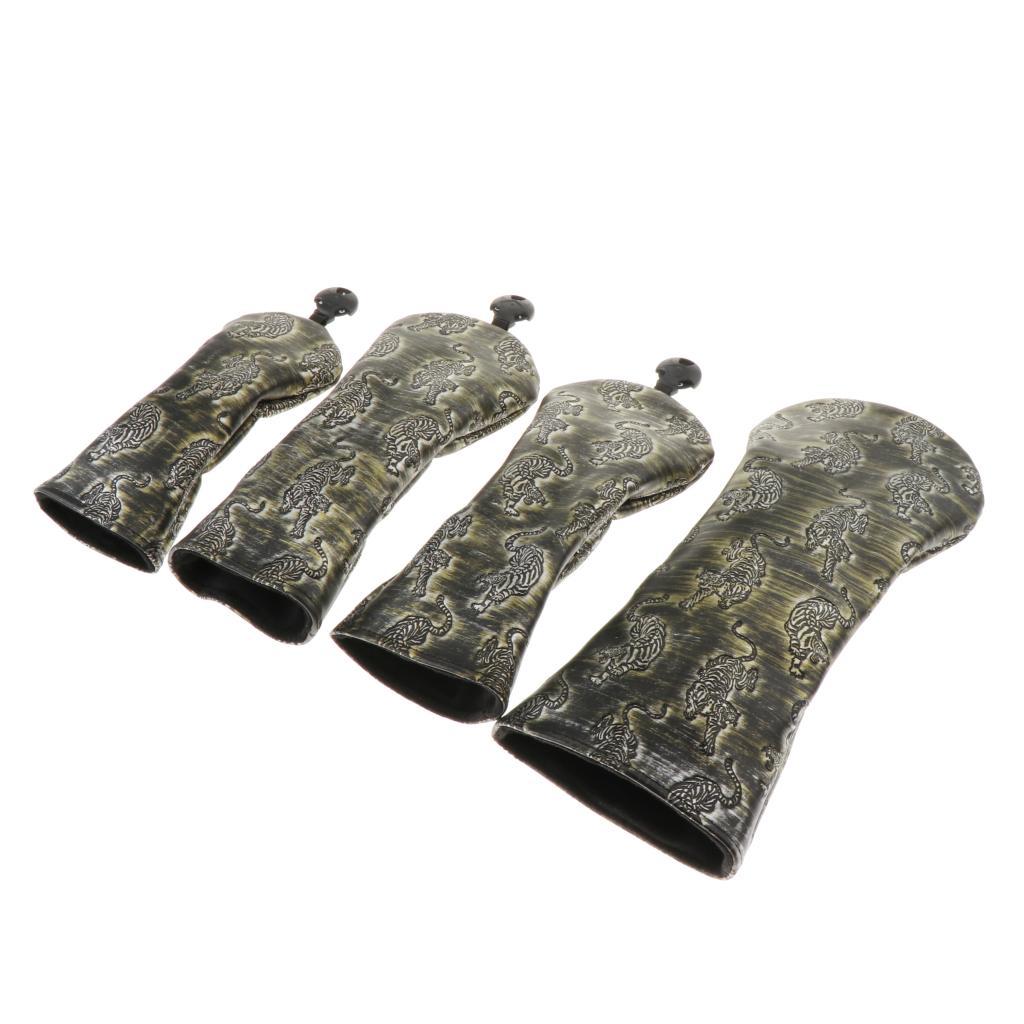 Golf Head Covers PU Leather Fashion Design Golf Club Headcover Set with Numbered Tags for 1 3 5 UT Driver/Hybrid/Fairway Wood
