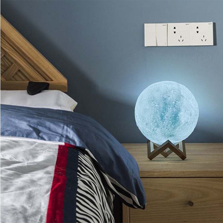 Đèn ngủ mặt trăng BENZ trang trí phòng ngủ phiên bản PREMIUM 2021 size 10cm/12cm/15cm/18cm/20cm tặng đế gỗ, dây sạc