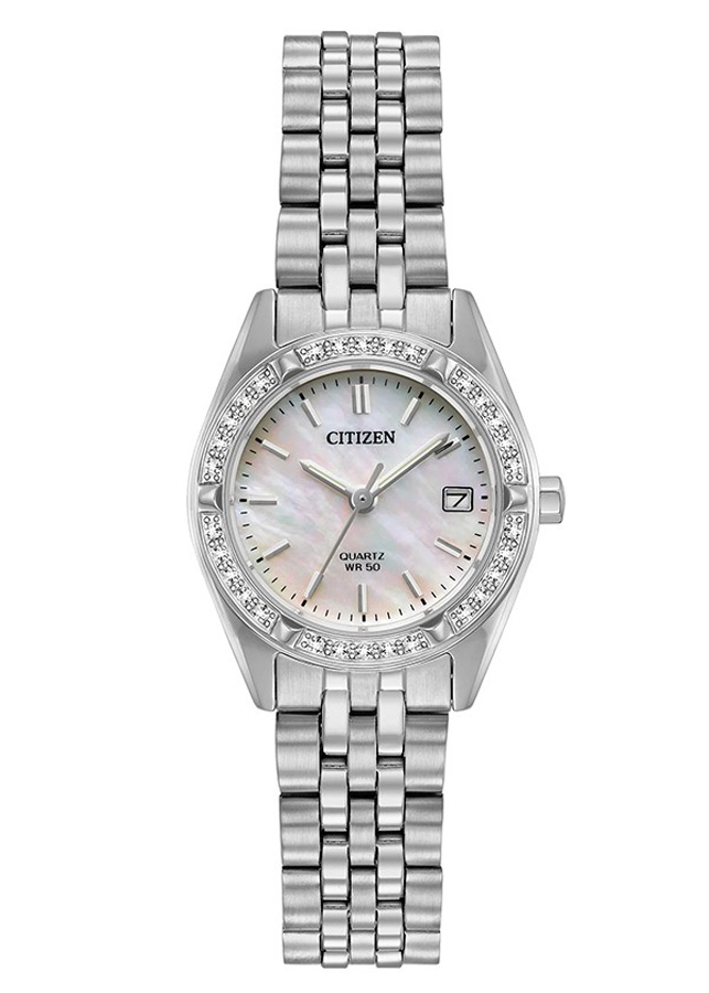 Đồng Hồ Nữ Citizen Pin-Quartz Đính Đá Swarovski Dây Thép Không Gỉ EU6060-55D - Mặt Xà Cừ (26mm)