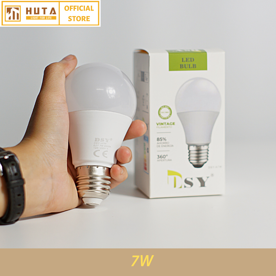 Combo Bóng Đèn Led Bulb HUTA 7w Đuôi E27, Tiết Kiệm Điện, Chống Nước, Ánh Sáng Trắng/Vàng, Trang Trí Quán Cà Phê, Nhà Hàng