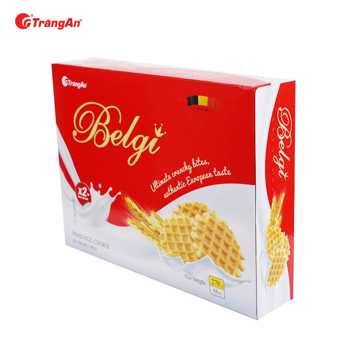 Thùng 10 Hộp Bánh Cookie Belgi Trứng Sữa Giòn 278g