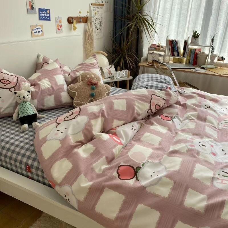 Bộ chăn ga gối Cotton Living M2T bedding chăn ga Hàn Quốc heo con đáng yêu 100% Cotton
