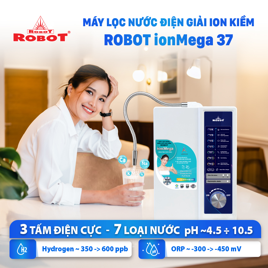 Máy Lọc Nước Điện Giải Ion Kiềm ROBOT ionMega 37 Dòng Máy Cơ - Hàng Chính Hãng