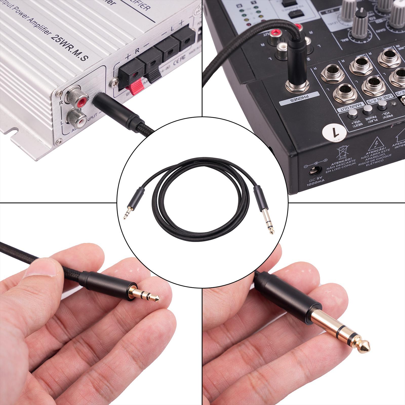 Audio Cable 3.55 to 6.35mm 1/8 inch to 1/4 inch for Mixing Desks Smart Phone Bass