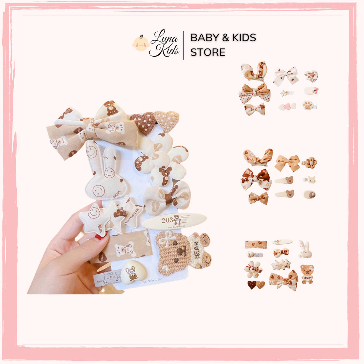 Set kẹp tóc cho bé gái KT01 - LunaKids [Ảnh thật]