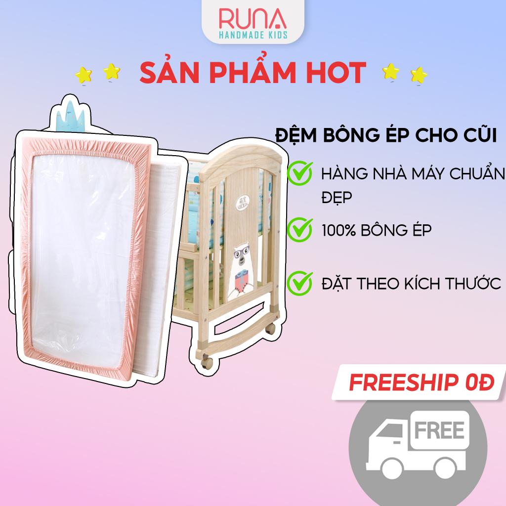 Đệm bông ép nhiều kích thước cho cũi của bé Runa Kids đệm chống cong vẹo cột sống cho bé