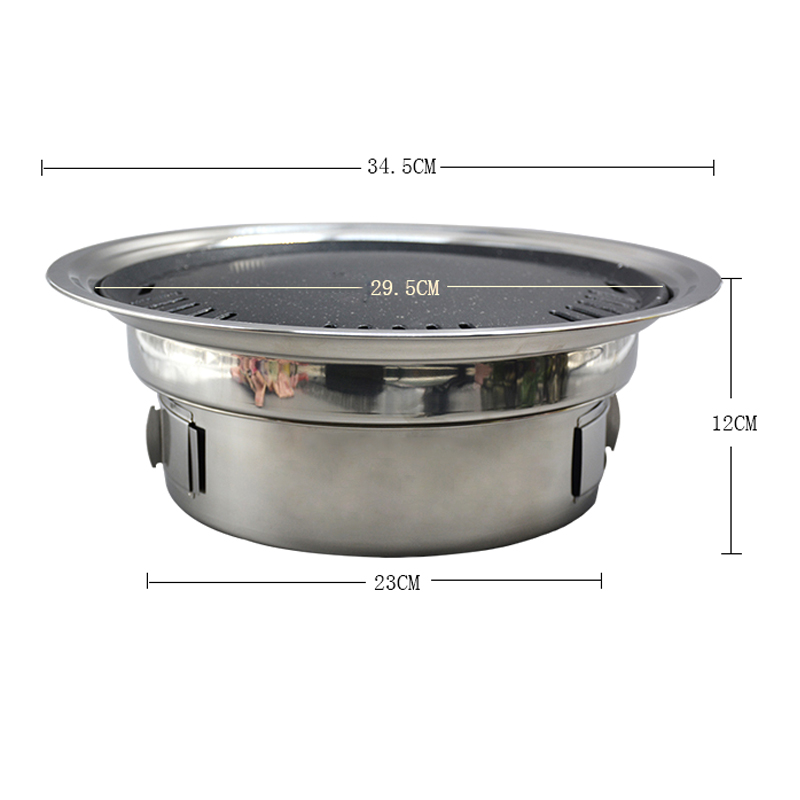 Bếp nướng than hoa A1033 làm bằng thép inox không gỉ D34,5cm, có vỉ nướng chống dính rất bền