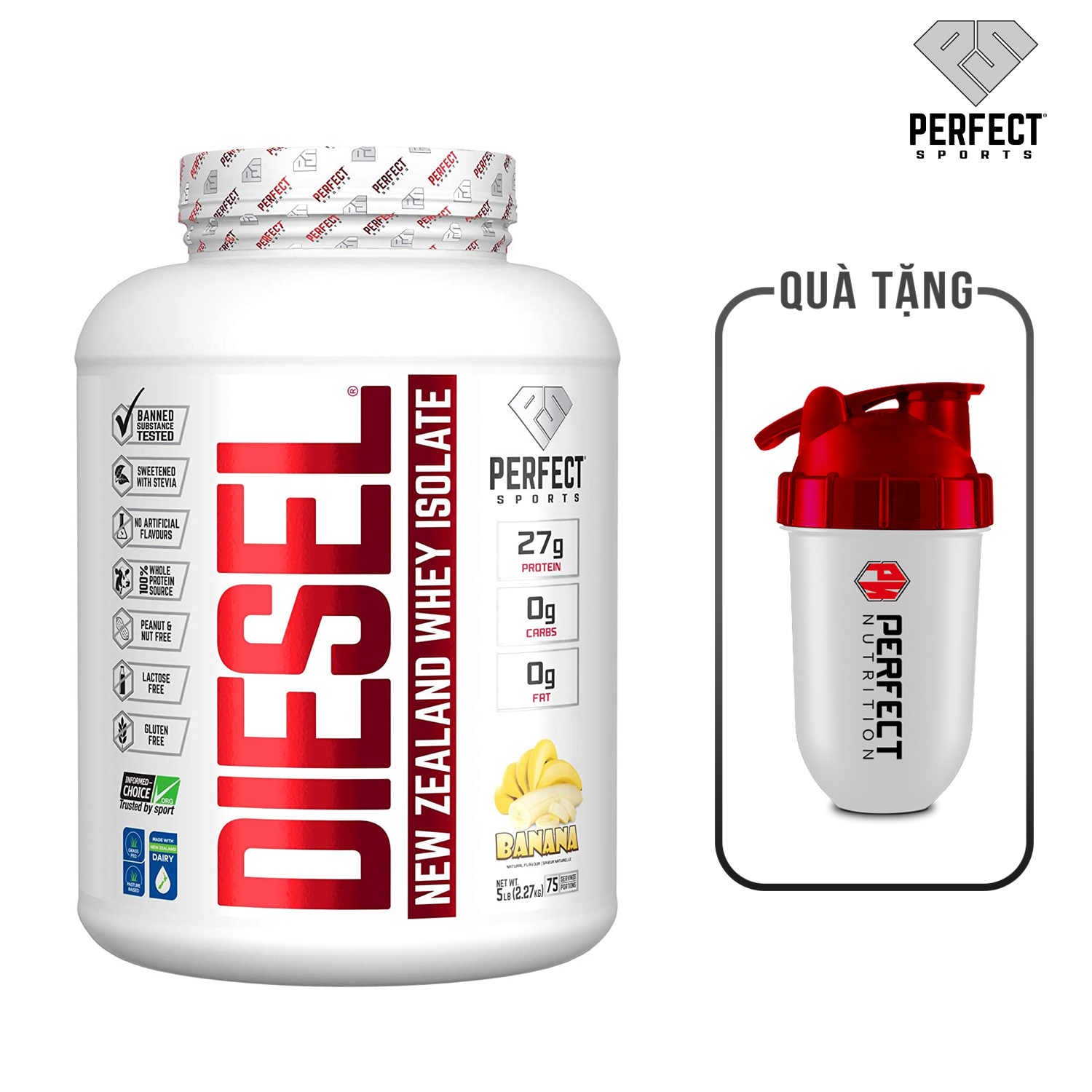 Diesel New Zealand Whey Protein Isolate 5Lbs - Sữa tăng cơ hỗ trợ giảm mỡ