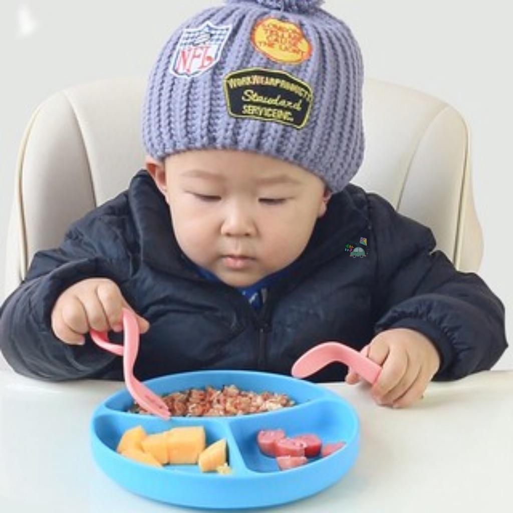 Bộ thìa nĩa tập xúc, bộ muỗng nĩa tập xúc báo nóng đổi màu cho bé tập ăn MISUTA , bộ thìa nĩa báo nóng