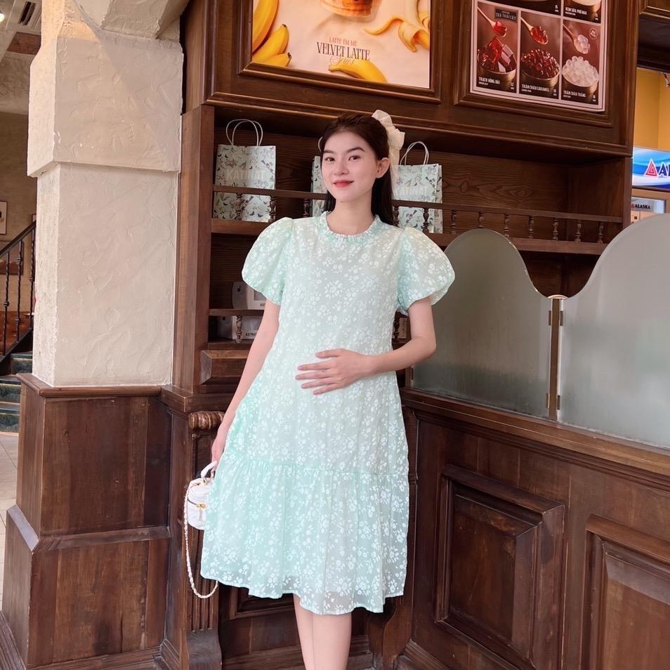 Đầm bầu tơ bông cổ bèo phom suông đuôi cá dễ thương, xinh xắn - Đỏ