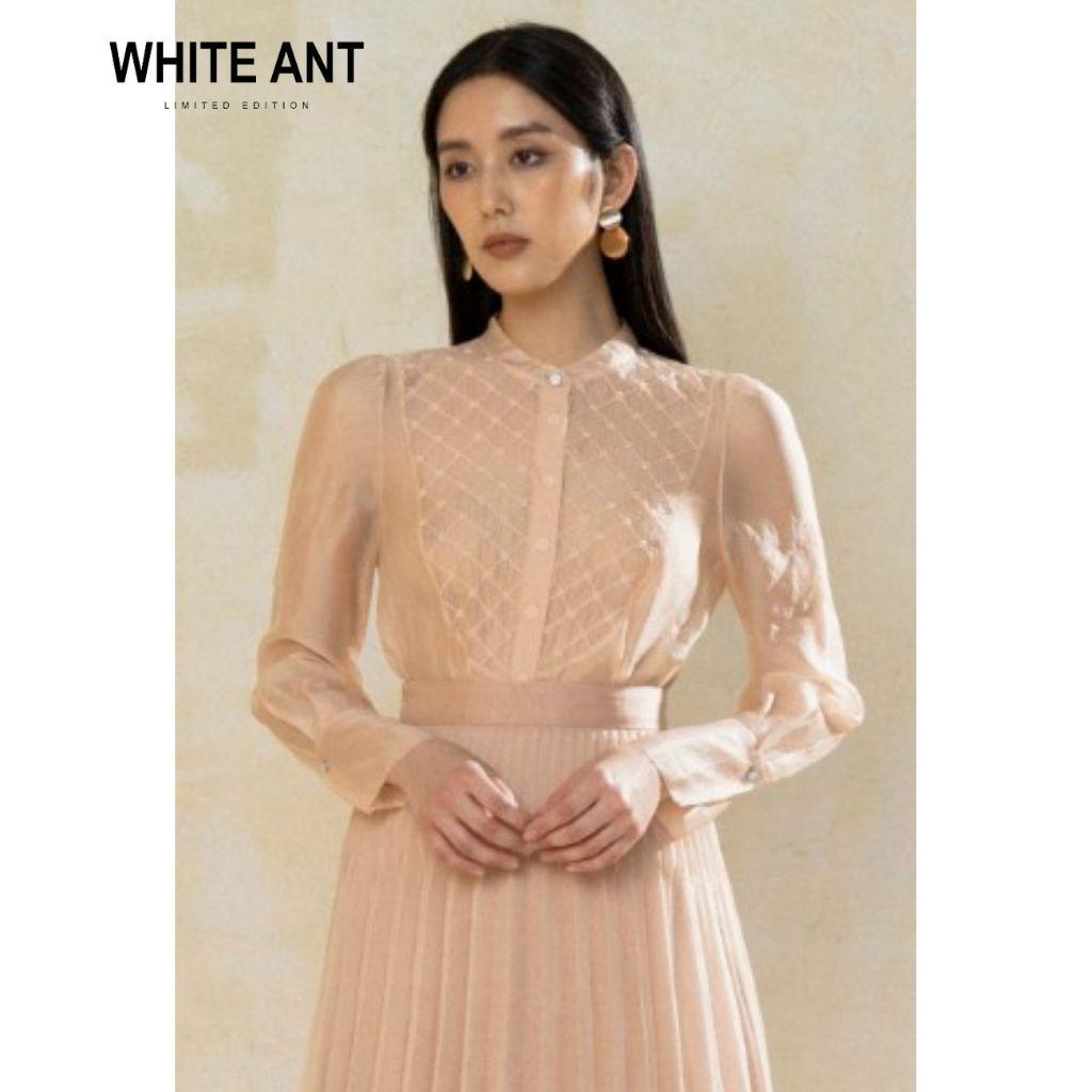 Hình ảnh Áo Sơ Mi Nữ Công Sở Dài Tay WHITE ANT RHOMBUS SHIRT Thiết Kế Họa Tiết Cách Điệu, Chất Liệu Cupro Mềm Mịn 170300087