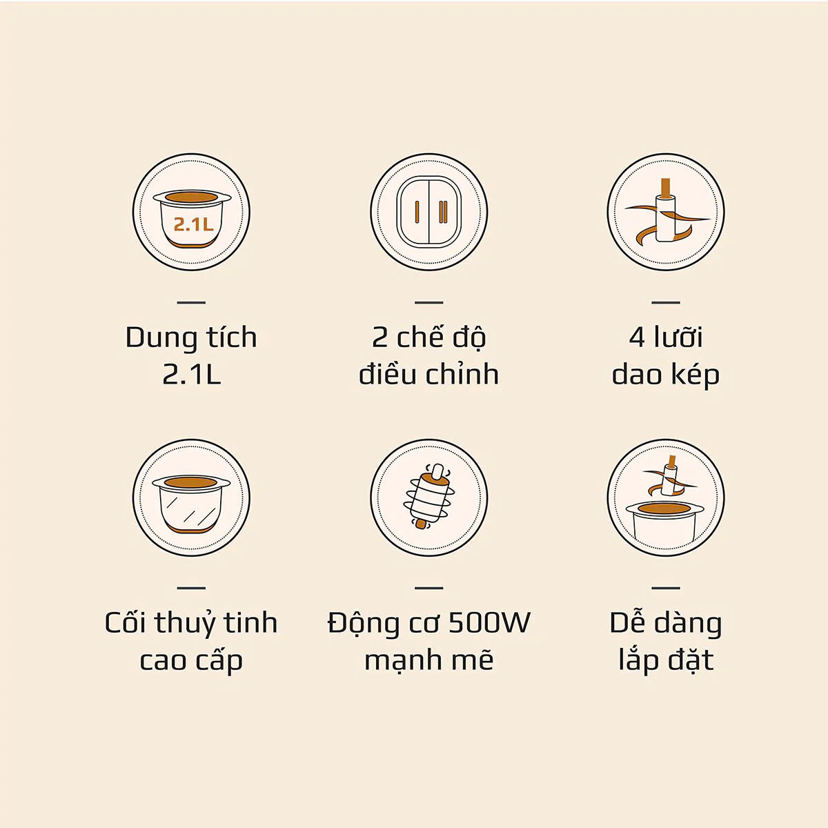 [Hàng chính hãng] Máy Xay Thực Phẩm Đa Năng OLIVO FC21 - Dung Tích 2.1L - Công Suất 500W