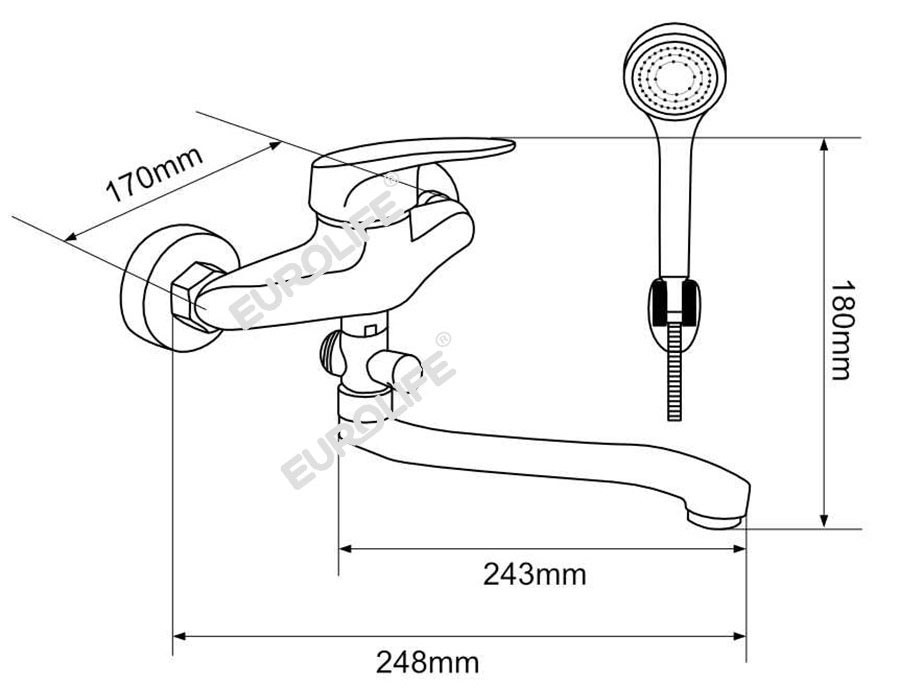 Bộ vòi sen nóng lạnh dùng cho bồn tắm nằm Eurolife EL-6005