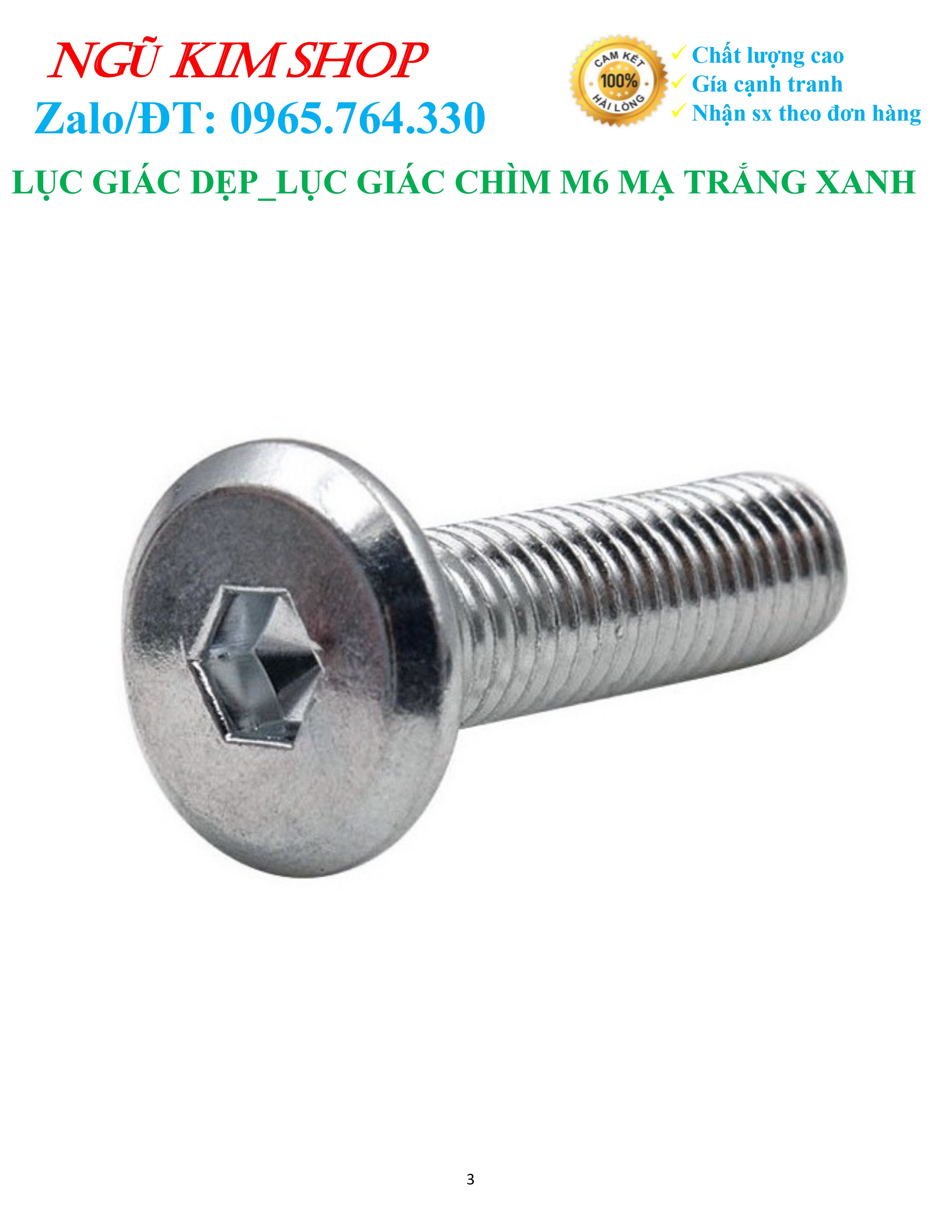 LỤC GIÁC DẸP _ LỤC GIÁC CHÌM M6 MẠ TRẮNG XANH