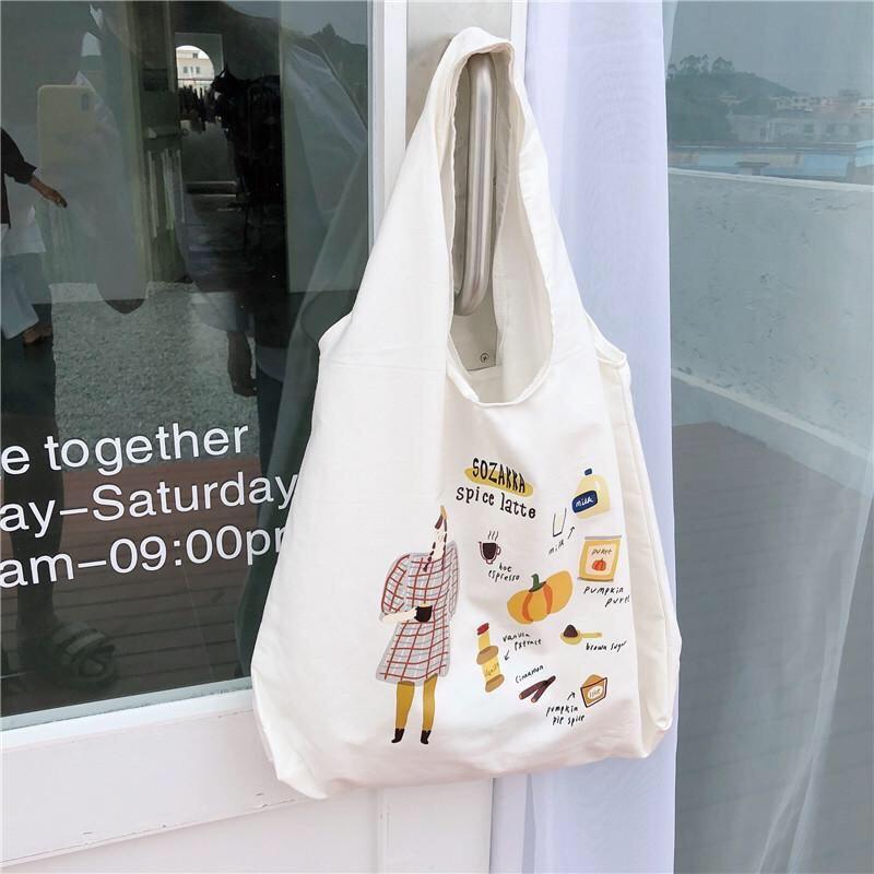 SỈ Túi tote vải bố đựng đồ canvas đeo chéo nhiều mẫu hot