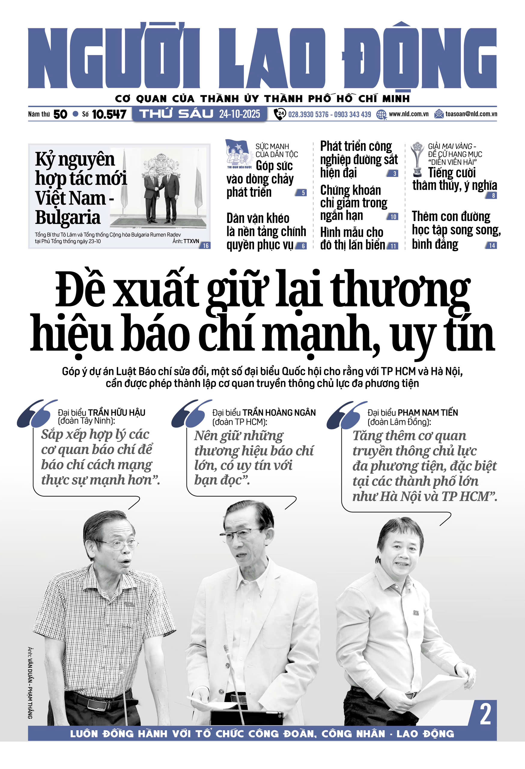 Nhật báo Người Lao Động từ ngày 20-10-2025 đến 26-10-2025