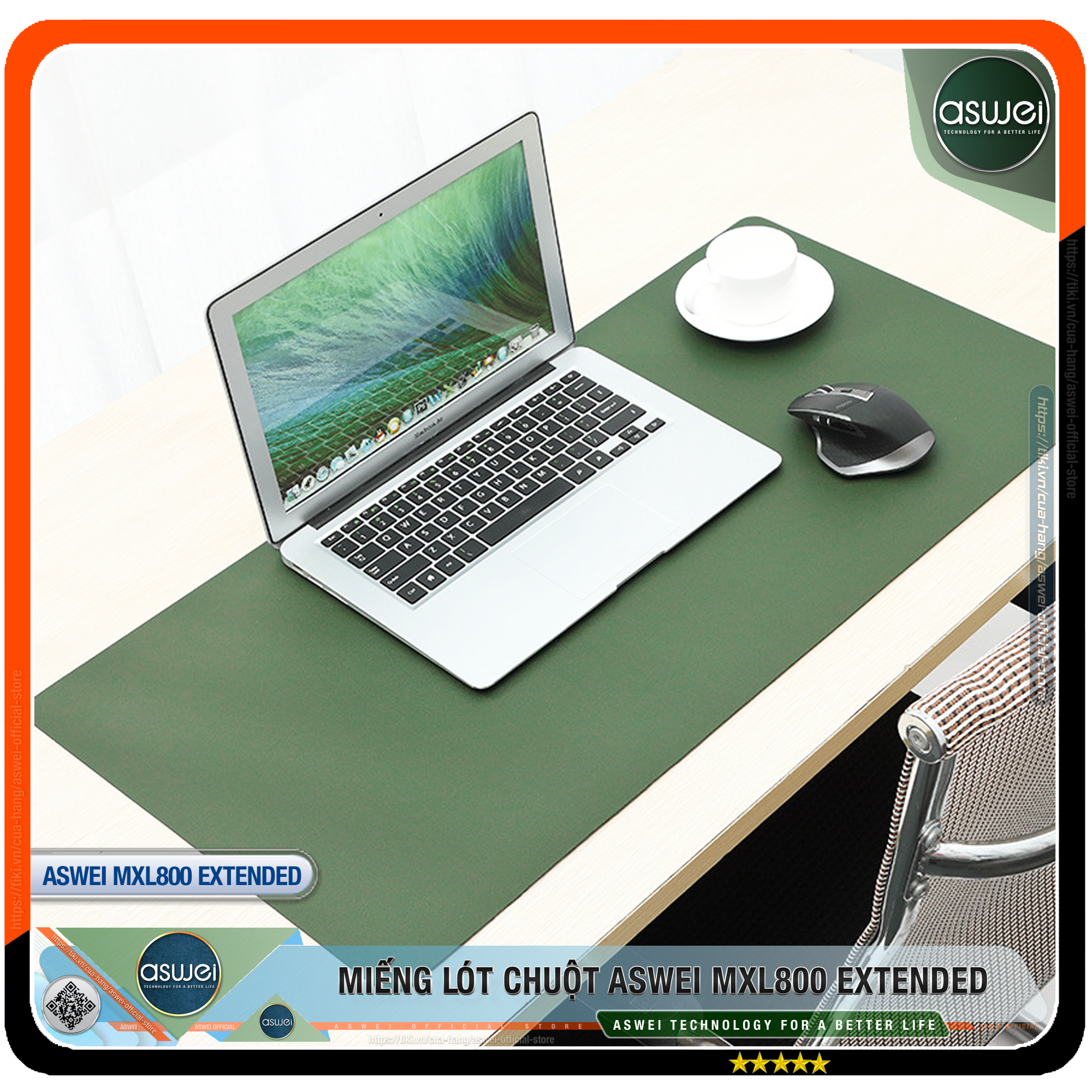 Lót Chuột ASWEI - Pad Chuột MXL800 Extended 80x40 - Miếng Lót Chuột Sử Dụng 2 Mặt Tiện Lợi - Chất Liệu Da Pu Cao Cấp - Tấm Lót Chuột Chống Nhăn, Không Thấm Nước - Hàng Chính Hãng