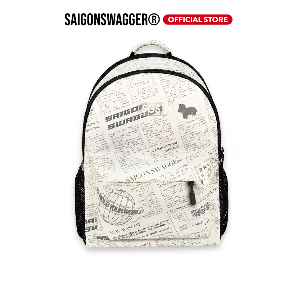 Balo Họa Tiết Báo SAIGON SWAGGER SGS Journal Backpack-Ngăn Chống Sốc Laptop 15'