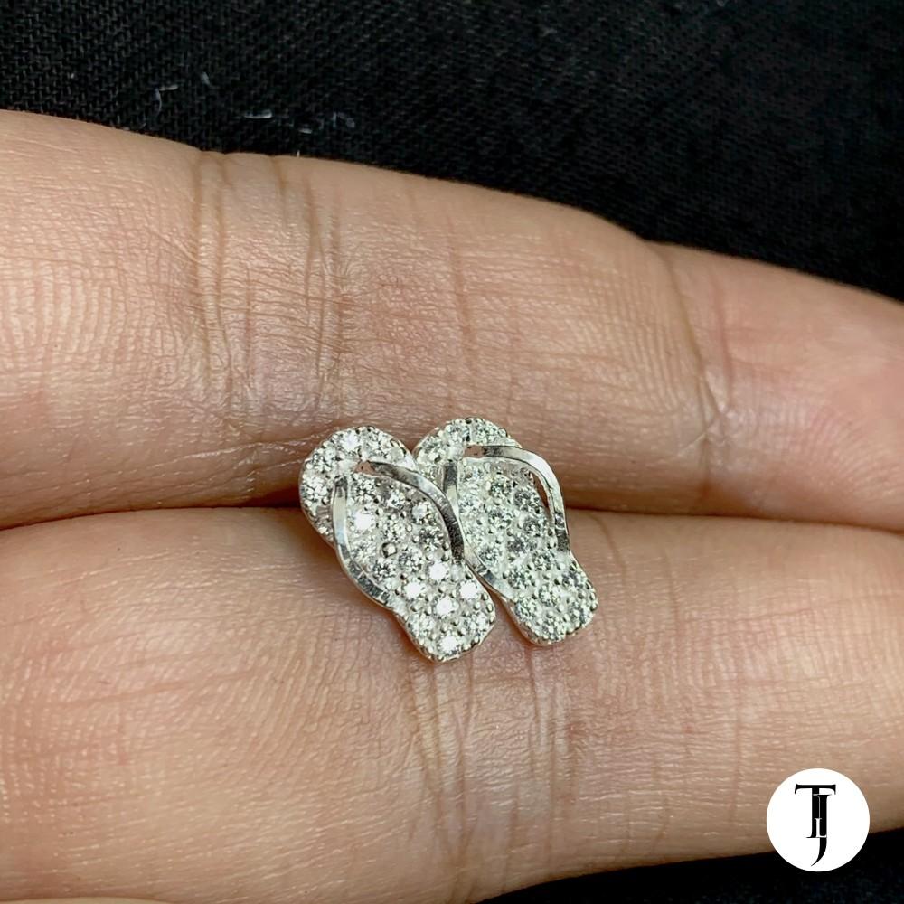 Khuyên tai bạc hình đôi dép đính full đá TLJ20655