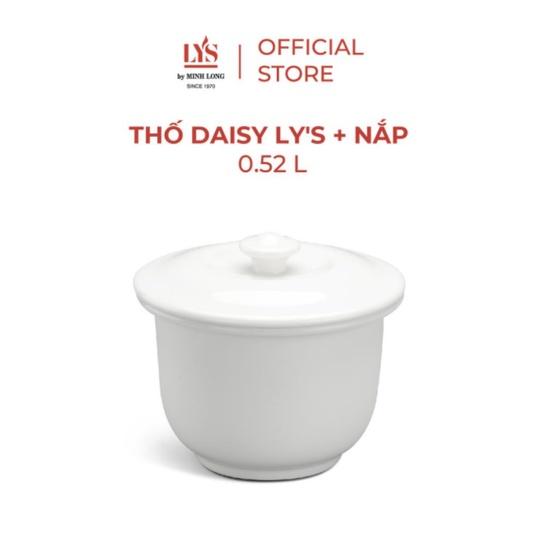 Thố cá nhân Daisy Ly's Minh Long 0.52L kèm nắp màu trắng ngà gốm sứ siêu cứng cao cấp