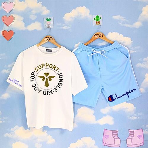 Set đồ bộ Quần Shorts Lửng Kẻ 3 Sọc Quần Ulzzang Ống Rộng Quần Đùi Kẻ Sọc