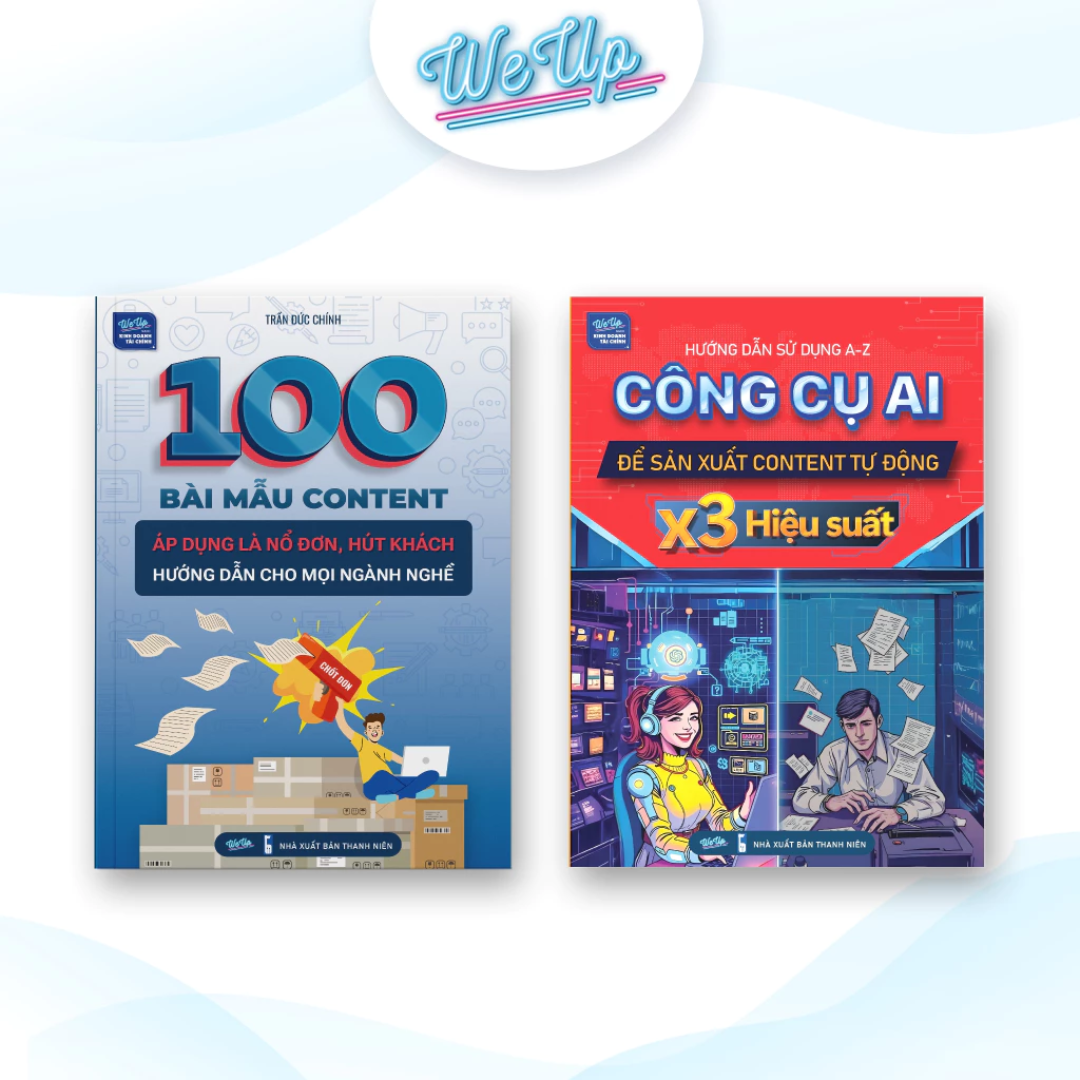 Combo 2 sách: 100 Bài mẫu content + Công cụ AI sản xuất content tự động