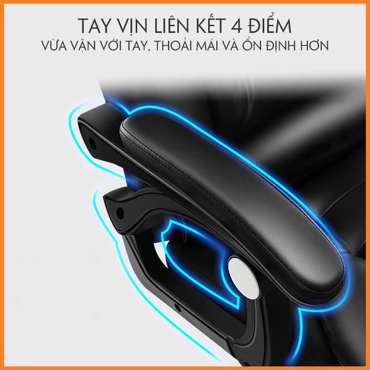 Ghế Văn Phòng Cao Cấp. Ghế Giám Đóc HC148. Có Massage Lưng 5 Điểm. Ghế Công Sở Chân Xoay 360° Có Gác Chân, Ngả Lưng.