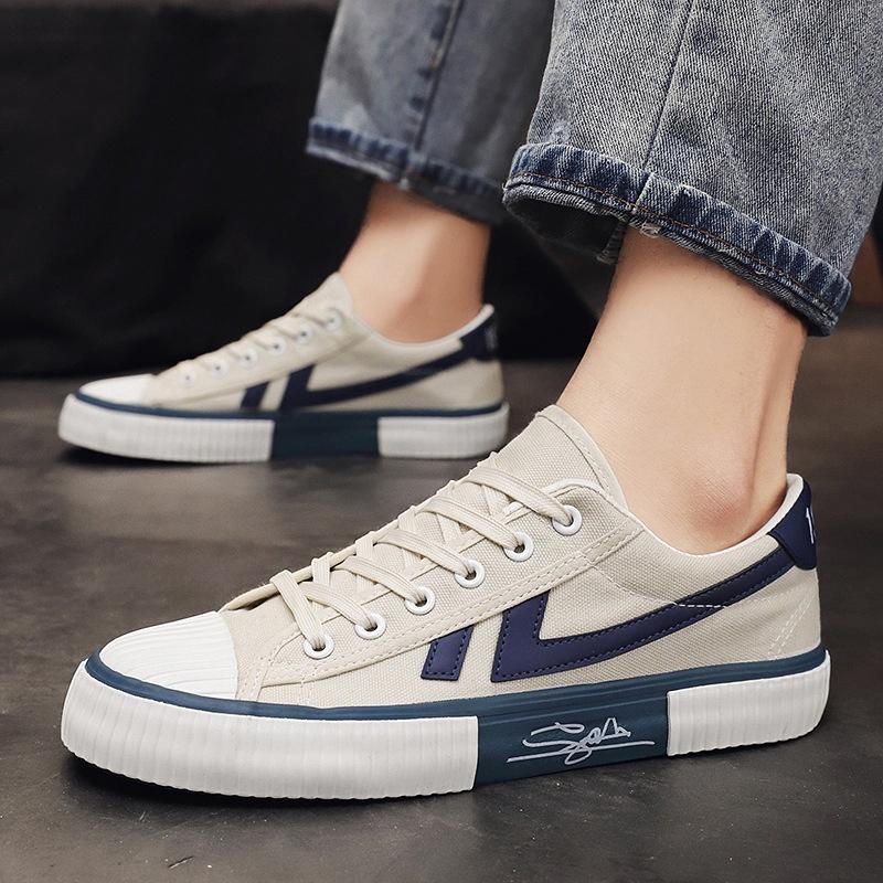 Giày Thể Thao Vải Canvas Màu Trắng Influencer 2023 Phong Cách Hàn Quốc Thời Trang Cho Nam BOU309
