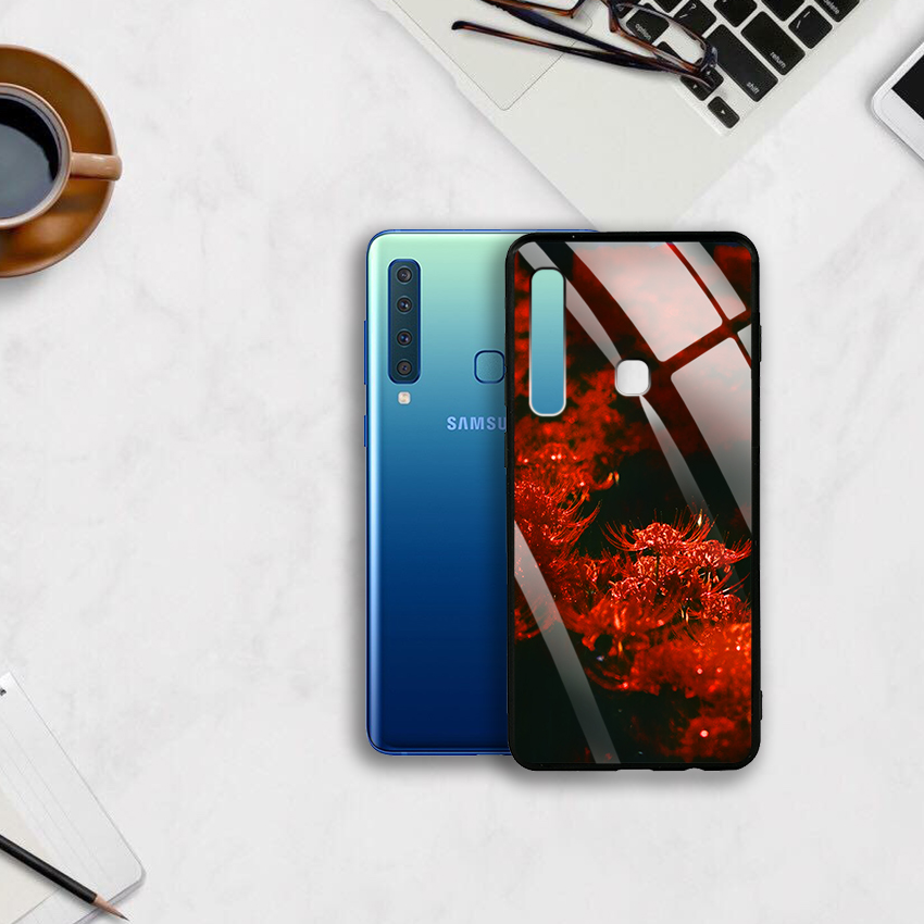 Ốp Lưng Kính Cường Lực cho điện thoại Samsung Galaxy A9 2018 - 03013 0594 HOABINGAN05 - In hình Hoa Bỉ Ngạn - Hàng Chính Hãng