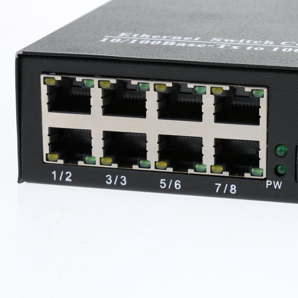 10 / 100Mbps Fiber Optic Ethernet Media Converter Adapter with 8 Port