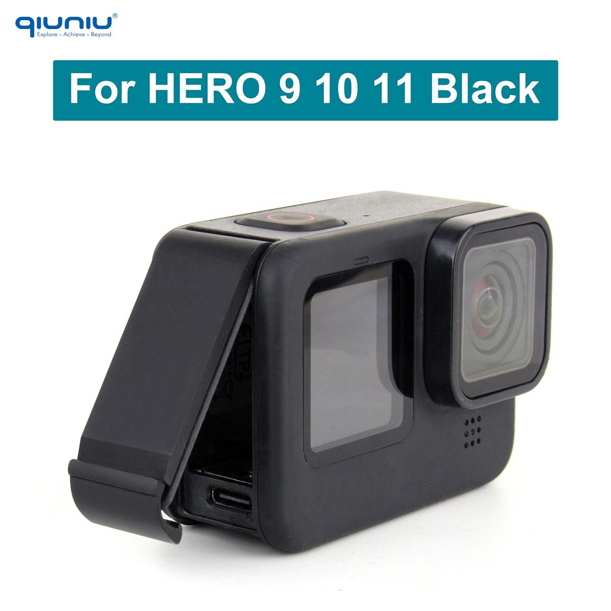 Qiuniu 10m Nắp bên không thấm nước cho GoPro Hero 8 Đen hoặc 9 10 11 Cửa thay thế màu đen cho phụ kiện Go Pro Phụ kiện cửa pin