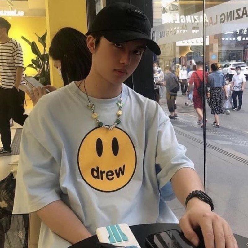 Áo thun unisex tay lỡ Icon mặt cười Justin Bieber đầy đủ tag cổ tag tay - Hany shop