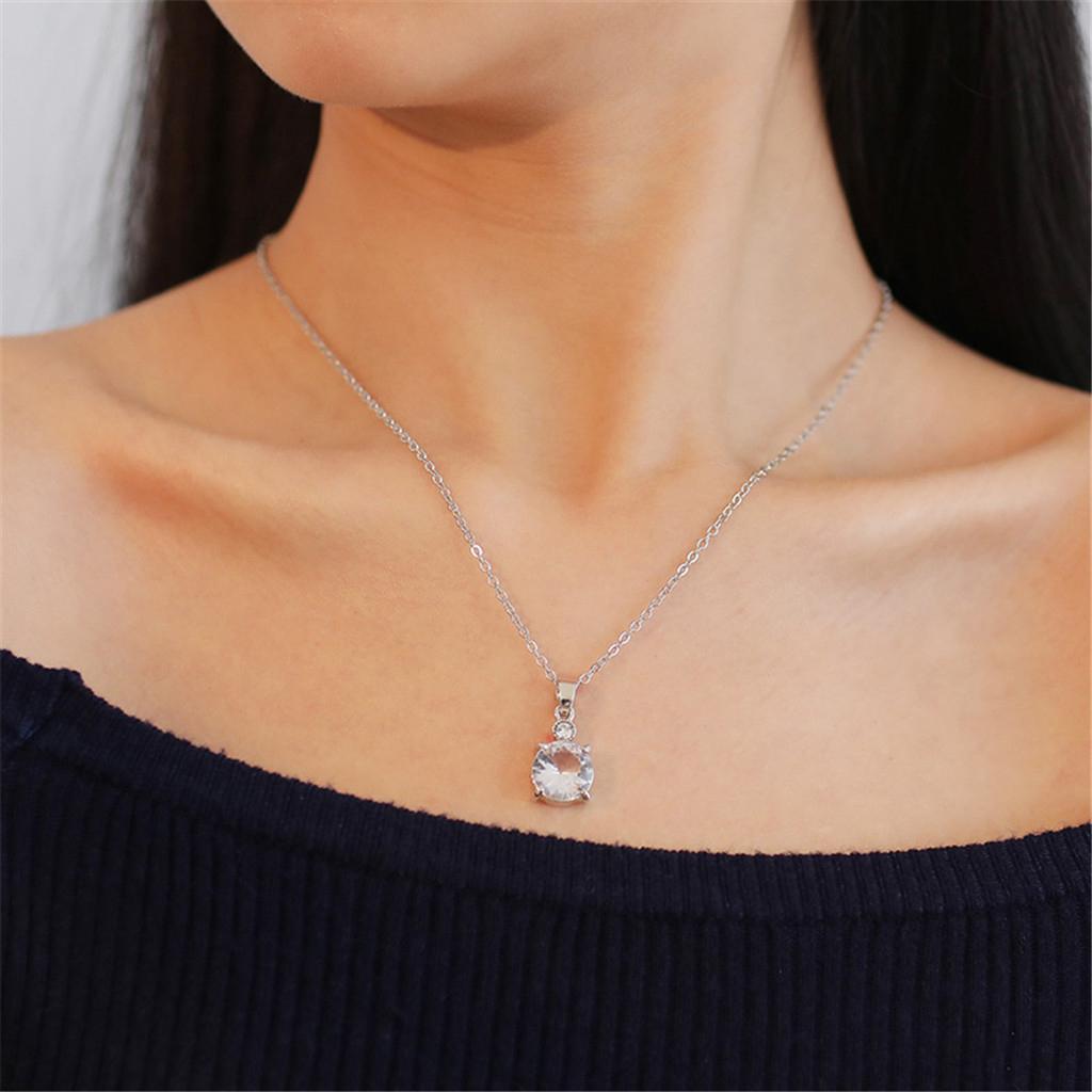 Round Zircon Crystal Crystal Bridal Pendant Necklace Earrings Jewelry Sets