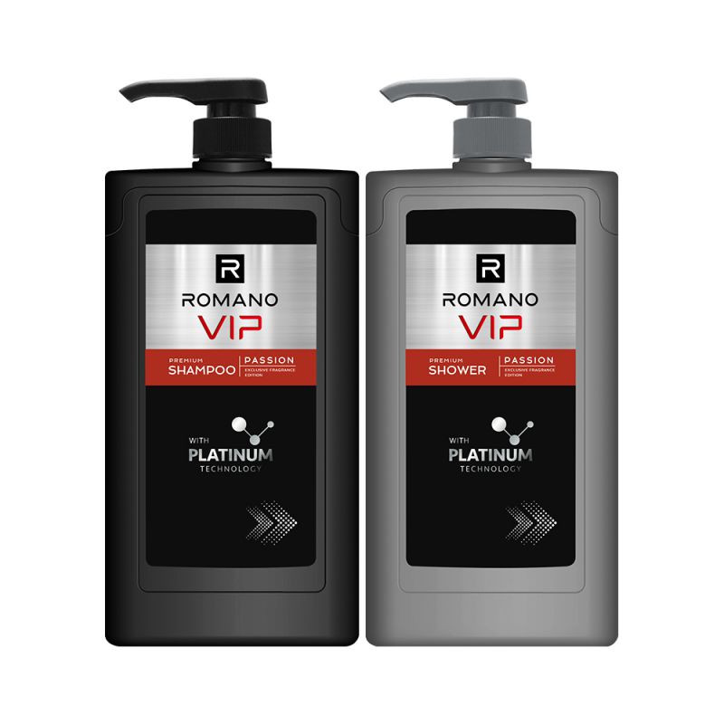 Combo Dầu gội và Sữa tắm cao cấp Romano Vip Passion mạnh mẽ bí ẩn 650g/chai