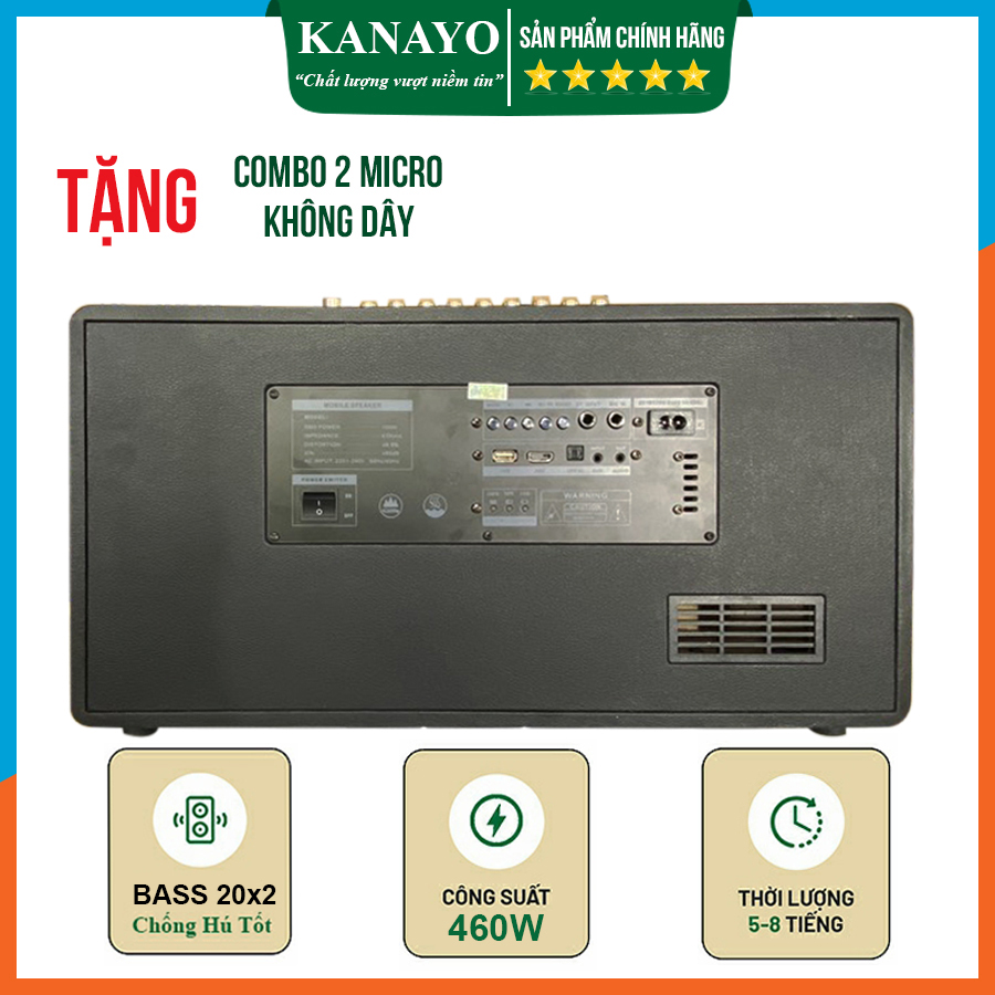 Loa Xách Tay Karaoke Kanayo K-10 2 Bass 20x2 Công Suất Lớn 460W | Hàng Chính Hãng | Hàng Việt Nam Chất Lượng Cao